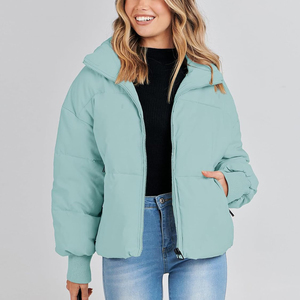 Veste bomber matelassée réversible décontractée pour femmes OEM, grande taille, fermeture éclair, respirante, coupe-vent, séchage rapide, doublure en coton - Product Image 3