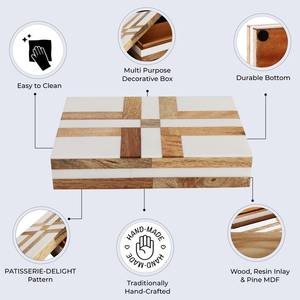 Boîte de rangement artisanale en MDF avec incrustation d'os, motif géométrique complexe, forme rectangulaire, pour bijoux - Product Image 2