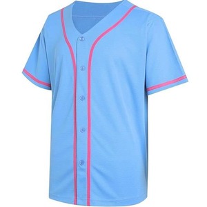 Camiseta de Béisbol con Botones, Manga Corta, Cuello en V, Ribete Decorativo, Color Sólido, Uniforme de Equipo, Sublimación, Naranja Azul - Product Image 6