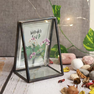 Vente chaude forme Unique noir fini décoration de Table de mariage moderne laiton métal bordure verre clair fleur boîtes à bijoux - Product Image 3