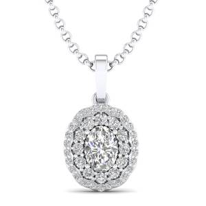 REYES Elegante 9K 10K 14K 18K Oro Moissanite Cham Colgante Rodio Plateado Corte Oval 1.21cts Moissanite Colgante Collar para Mujer - Product Image 1