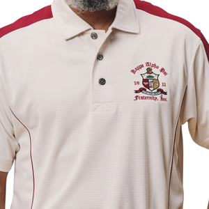 Polo Kappa Alpha Psi con Lettere Greche Drift, Crema e Rosso Scuro, Premium Nupe, Abbigliamento Casual - Product Image 6