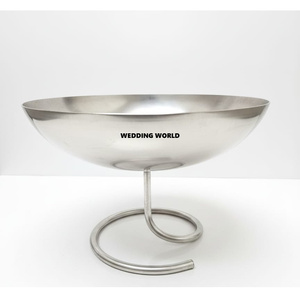 Cuenco de chocolate de acero con acabado plateado brillante con plato, cuenco dulce de diseñador de mesa redonda, cuenco de chocolate elegante clásico - Product Image 3