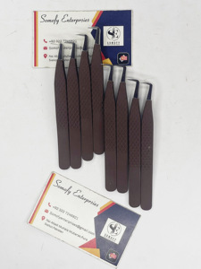 Pince à cils professionnelle en acier inoxydable à 90 degrés de marque privée Matt Brown Diamond Grip Precision Anti-Magnetic Durable - Product Image 3