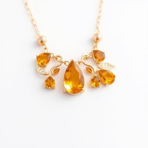 Conjunto de pendientes de collar de circón amarillo con gota de agua, conjunto de joyería de moda chapada en oro de 18 quilates para mujer - Product Image 4