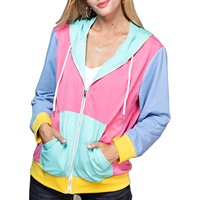 Sweat-shirt à capuche décontracté pour femme, style streetwear, manches courtes, tie-dye, avec poche zippée sur le devant