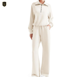Ensemble 2 pièces en coton pour femme, style confortable, uni, pour l'hiver, coupe régulière, décontracté, pour tous les jours - Product Image 1