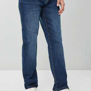 Pantalones vaqueros rasgados desgastados de pierna ancha lavados Vintage lavados personalizados para hombres - Product Image 6