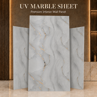 Panneau mural en PVC Morlenx Grey Marble UV Sheet, panneau décoratif brillant pour la décoration intérieure d'hôtel