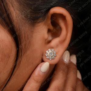 2.15 CW Bezel Set Rose Gold Trendy Floral Wedding Anniversary Moissanite Diamond Drop <b>Earrings</b> Halo Cluster Gift <b>Moon</b> Shape - Product Image 6