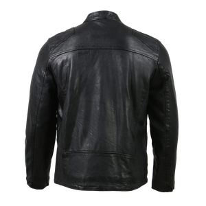 Chaqueta de moda de cuero de motocicleta clásica negra para hombres hecha de cuero de vaca - Product Image 2