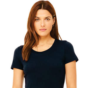 T-Shirt manches courtes femme 50% Polyester 25% Airlume en coton peigné et anneau 25% rayonne 40 simple 3.8 oz uni bleu marine Triblend - Product Image 4