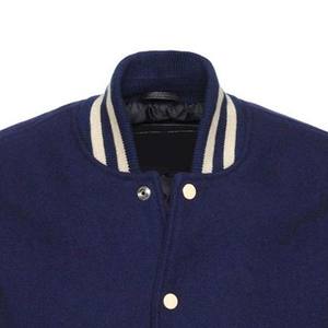 Veste de baseball universitaire en laine et cuir bleu marine, streetwear, personnalisable, OEM, confortable, pour hommes - Product Image 2
