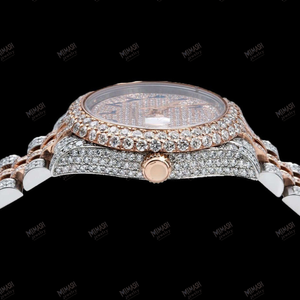Montre haut de gamme en diamant Moissanite Montre-bracelet de luxe entièrement glacée, design unisexe, brillance et style ultimes pour toutes les occasions - Product Image 4