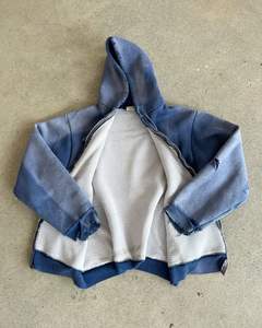 Sudadera con capucha y cremallera recortada personalizada para hombre, 100% algodón, doble capa, desgastante, lavado ácido, estilo informal para invierno - Product Image 1