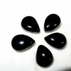 Spinelle noire naturelle de 3 mm 4 mm, lisse, en forme de poire, pierre semi-précieuse, cabochon calibré, pierre précieuse certifiée IGI, création de bijoux, lot en vrac - Product Image 1
