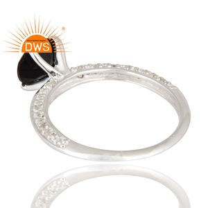 แหวนพลอยบุษราคัมสีขาวธรรมชาติสีเงินสเตอร์ลิงขายดีเครื่องประดับแบบวางซ้อนกันได้สำหรับผู้หญิงของขวัญ - Product Image 3