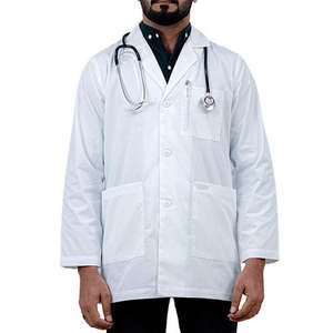 Bata de Laboratorio Ligera de Manga Larga para Médico, Bata Blanca con Bolsillos Funcionales, Material de Poliéster/Algodón - Product Image 3