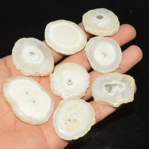 Lot de pierres précieuses en quartz solaire blanc naturel, tranche druzy, pierres précieuses en vrac, certifiées par un tiers, pour bijoux faits à la main - Product Image 2