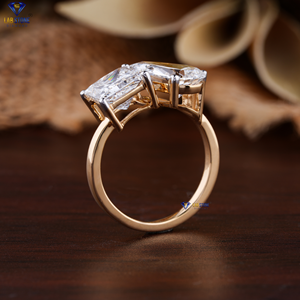 3.80 TDW Bague en or rose et diamant taillé princesse et poire par Lab-Stone Excellence Bague en diamant complet/= couleur EF-VS - Product Image 5