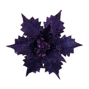<strong>Purple</strong> Glitter Poinsettia Artificial <strong>Christmas</strong> Flower for Xmas Tree <strong>Decorations</strong> and Crafts Quality Crafted by artisans - Product Image 1