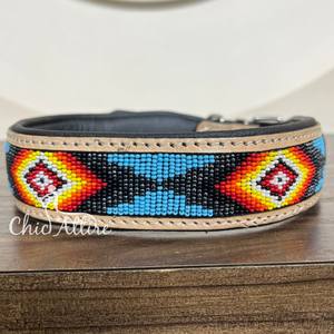 Collares de perro para mascotas de cuero genuino duradero suave y cómodo de lujo de alta resistencia, Collar para mascotas con cuentas de cuero mecanizado a mano de último diseñador - Product Image 1