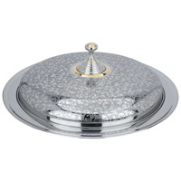 Cloche de service en acier inoxydable, couvercle de luxe en forme de dôme avec assiette, vaisselle royale et vaisselle décorative, plaqué or