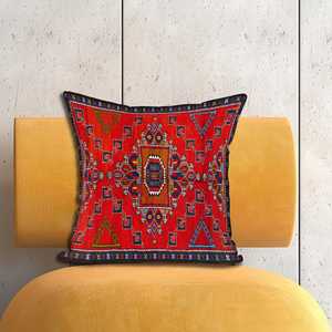 Cojín con Estampado Geométrico Kilim: Funda Tejida a Mano, Toque Étnico, 40"x40" - 100x100cm - Product Image 3