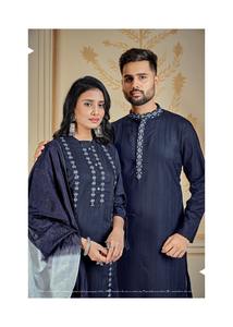Combo de styliste traditionnel Kurta de Kurta avec pyjama & Kurti avec pantalon pour beau Couple charmant - Product Image 5