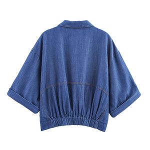 Popular High Quality Winter Raw Breathable Eco-Friendly Casual Women's <b>Denim</b> <b>Jacket</b> Blue Long Sleeve Plus-size - Product Image 6