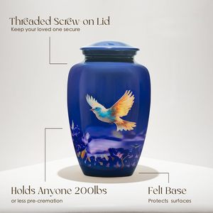 Urna de cremación azul para cenizas humanas Urna para adultos para hombres o mujeres de hasta 200Lbs Urna de entierro conmemorativo adecuada para funeral o exhibición - Product Image 2