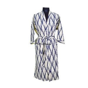 Bata Larga de Algodón Ecológica y Colorida para Mujer, con Cuello en V, Cordón Ajustable, Diseño Floral, Tejido de Punto, Diseño Indio Vintage - Product Image 2