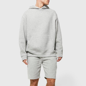 OEM Custom <b>Short</b> Set French Terry Cotton Breathable Crew Neck Sweatshirt and <b>Short</b> Set Training Jogging Tracksuit for <b>Men</b> - Product Image 4