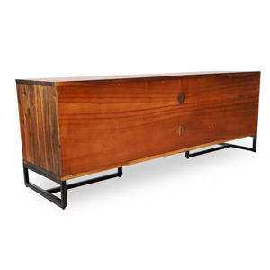 Odense Elegant Modern <b>TV</b> Cabinet Fusion of Acacia Wood Steel <b>Pine</b> Comfortable Entertainment <b>Stand</b> for Living Room or Bedroom - Product Image 4