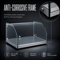 Vitrine de comptoir en verre incurvé pour pâtisseries, présentoir à gâteaux avec cadre métallique thermolaqué, couvercle de présentation de desserts pour la vente au détail