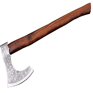 Couteau à barbe double lame robuste sur mesure, forgé à la main en acier au carbone de haute qualité, manche en bois, pour usage tactique extérieur et industriel - Product Image 4