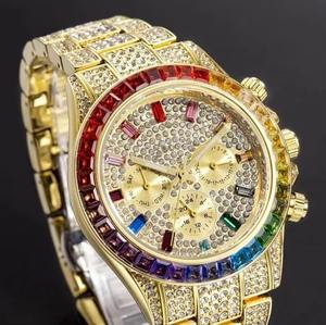Meilleure vente Premium Bling diamant montre pour hommes glacé montre à Quartz mouvement Ronda marque 5mm cas déclaration accessoire inde - Product Image 5