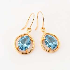 ต่างหูห้อยเซอร์คอนสีฟ้าสดใสสวยงามสำหรับผู้หญิงต่างหูทันสมัย - Product Image 3