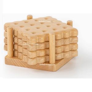 Ensemble de sous-verres carrés en bois de manguier avec support assorti pour une protection de table écologique pour la maison et la cuisine - Product Image 1