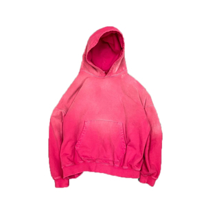 Oversized <b>Pink</b> Hooded <b>Sweatshirt</b> 100% Cotton French Terry Solid Color Unisex Casual Autumn Wear - Product Image 1
