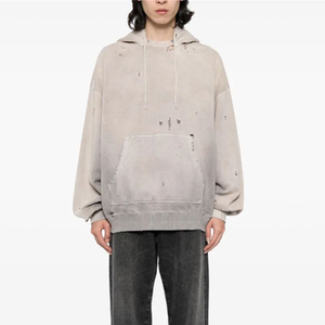 Sweat à capuche de style vintage pour hommes streetwear pull surdimensionné en tissu éponge style pull avec logo personnalisé - Product Image 2