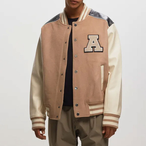 OEM Factory Manufacturer 2025 Customized Men's <b>Canvas</b> Stand Collar Breathable Plus Size Hooded Varsity College <b>Jacket</b> - Product Image 3