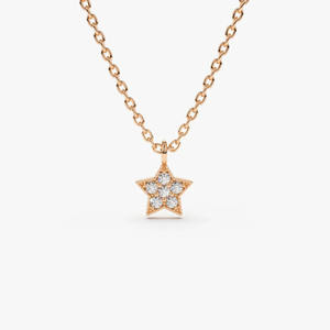 Collier pendentif étoile céleste miniature en argent sterling de haute qualité authentique, or pur 14 carats, diamant cultivé en laboratoire, usage quotidien - Product Image 6