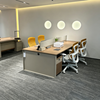 Bureau de travail moderne en bois, poste de travail modulaire pour 4 personnes, mobilier de bureau face à face, table de poste de travail avec tiroir