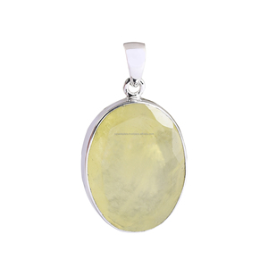 Colgante de Plata de Ley 925 con piedras preciosas de Prehnita, colgante hecho a mano, estilo 100% auténtico, regalo Natural - Product Image 1