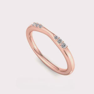 แหวนแต่งงานเพชรทรงกลมคุณภาพสูง 9K ทองชมพู/ทองเหลือง/ทองขาว เพชรเพาะเลี้ยงในห้องปฏิบัติการ - Product Image 4