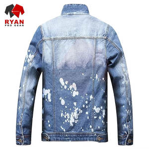 Veste en jean pour homme, couleur personnalisée, logo en tissu, OEM ODM, fermeture à boutons, vêtement d'extérieur décontracté, qualité d'exportation - Product Image 3