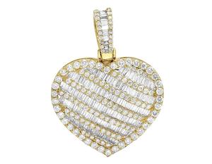 Élégant nouveau pendentif classique en forme de cœur glacé avec Moissanite étincelante ronde et diamants baguette collier de bijoux en argent romantique - Product Image 1