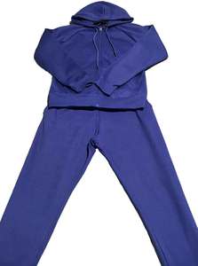 Survêtement en coton violet OEM fabriqué en usine tissu tricoté prix de gros capuche kangroo poche sweat à capuche poche zippée pyjama - Product Image 4