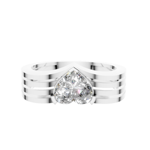 แหวนหมั้นเพชรโมอิสซาไนต์ทรงหัวใจ 1 กะรัต ชุบโรเดียม ทอง 14K ดีไซน์หลายวง แหวนแต่งงานสำหรับผู้หญิง ของขวัญ ขายส่งจากโรงงานเครื่องประดับโดยตรง - Product Image 3